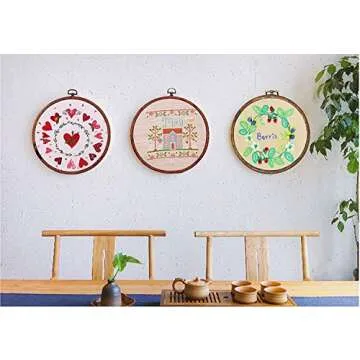 Embroidery Hoops Cross Stitch Hoop Ring Imitated Wood Circle Set Display Frame for Art Craft Handy Sewing and Hanging - Pack of 4 (5.5"+6.7"+8.6"+10")