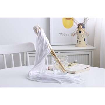 Wishprom Ribbon Stick Wands Streamers for Wedding Party Favor (White-30PCS)