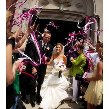 Wishprom Ribbon Stick Wands Streamers for Wedding Party Favor (White-30PCS)