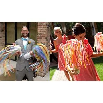 Wishprom Ribbon Stick Wands Streamers for Wedding Party Favor (White-30PCS)