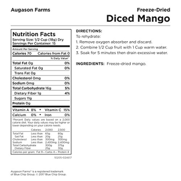 Augason Farms Freeze-Dried Diced Mango Can 9.52 oz