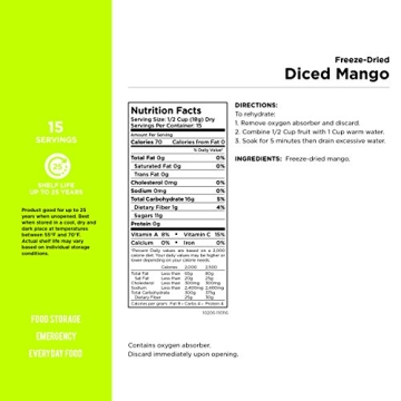 Augason Farms Freeze-Dried Diced Mango Can 9.52 oz