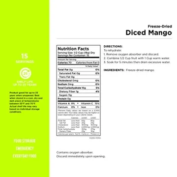 Augason Farms Freeze-Dried Diced Mango Can 9.52 oz