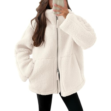 ANRABESS Womens Fleece Jacket Oversized Zip Up Sherpa Fuzzy Casual Coats Winter Fall Outerwear 2024 Clothes with Pockets Large