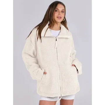 ANRABESS Womens Fleece Jacket Oversized Zip Up Sherpa Fuzzy Casual Coats Winter Fall Outerwear 2024 Clothes with Pockets Large