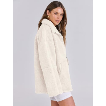 ANRABESS Womens Fleece Jacket Oversized Zip Up Sherpa Fuzzy Casual Coats Winter Fall Outerwear 2024 Clothes with Pockets Large