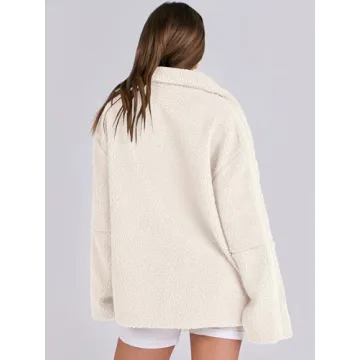 ANRABESS Womens Fleece Jacket Oversized Zip Up Sherpa Fuzzy Casual Coats Winter Fall Outerwear 2024 Clothes with Pockets Large