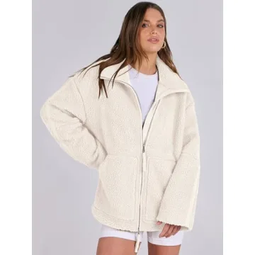 ANRABESS Womens Fleece Jacket Oversized Zip Up Sherpa Fuzzy Casual Coats Winter Fall Outerwear 2024 Clothes with Pockets Large