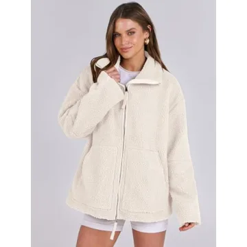 ANRABESS Womens Fleece Jacket Oversized Zip Up Sherpa Fuzzy Casual Coats Winter Fall Outerwear 2024 Clothes with Pockets Large