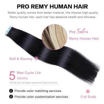 Luxury SUYYA Human Hair Tape In Extensions 24 inch Jet Black