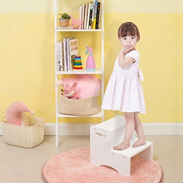 WOOD CITY Toddler Step Stool for Kids with Handles