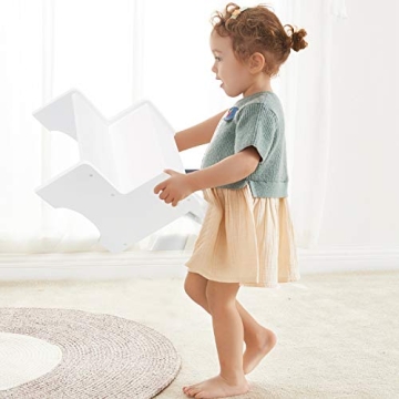 WOOD CITY Toddler Step Stool for Kids with Handles