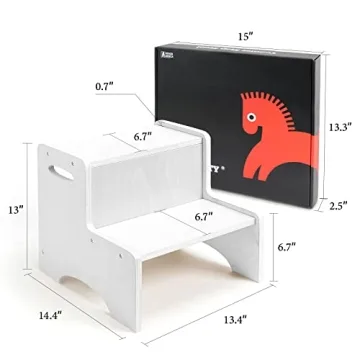 WOOD CITY Toddler Step Stool for Kids with Handles