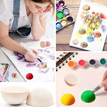 ZQYYQZ 300pcs 15mm Half Wooden Beads, Unfinished Natural Half Wooden Split Round Wood Balls for Painting DIY Crafts, Kids Craft, Christmas Party Decoration Supplies