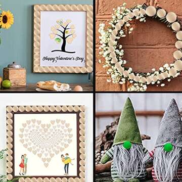 ZQYYQZ 300pcs 15mm Half Wooden Beads, Unfinished Natural Half Wooden Split Round Wood Balls for Painting DIY Crafts, Kids Craft, Christmas Party Decoration Supplies