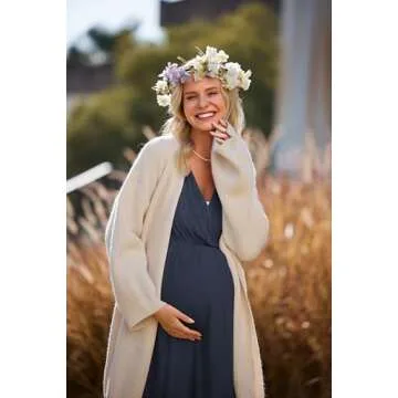 Ekouaer 3 in 1 Labor/Delivery/Hospital Gown Maternity Dress Nursing Nightgown Sleepwear for Breastfeeding, Navy Blue, Small