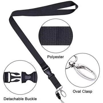 Wisdompro Lanyard 5 Pack for Keys ID Badges Red Blue Black