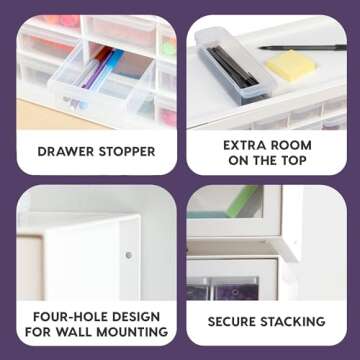 IRIS USA Craft Cabinet Storage, Screw Organizer, Hardware Storage Organizer, 44 Drawer Parts Cabinet, Art Storage Cabinets, Small Parts, Nuts and Bolts, Tool Storage, Scrapbook Art Hobby - White