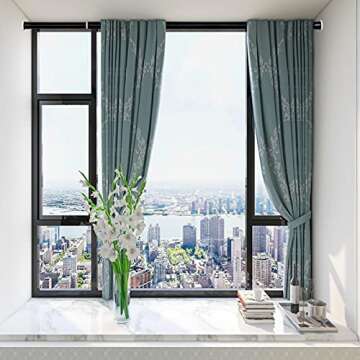 Ginbel Direct Tension Curtain Rod 83 to 122 Inches, 1.26" Diameter Spring Adjustable Curtains Rods Long Large Pole for Windows Door Bathroom Patio Outdoor No Drilling, Black