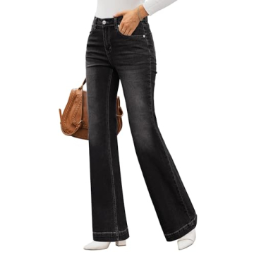GRAPENT Women’s Flare Jeans Stylish High Waisted Denim Pants