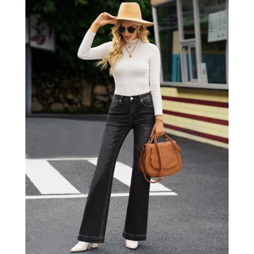 GRAPENT Women’s Flare Jeans Stylish High Waisted Denim Pants