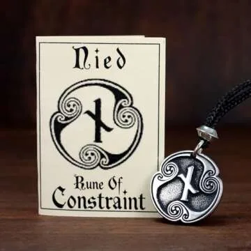 Pepi Nauthiz Rune of Constraint Necklace - Elder Futhark Rune - Norse Viking Jewelry