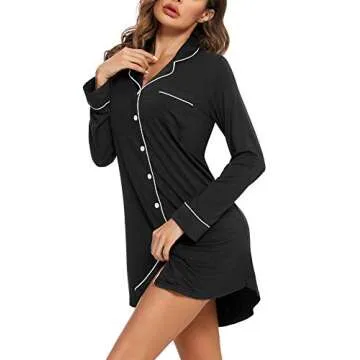 Stylish Women's Button Down Nightgown - Comfortable Sleepwear