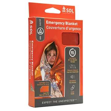 S.O.L. Survive Outdoors Longer Emergency Blanket - 90% Heat Reflective, Waterproof & Windproof - Pac...