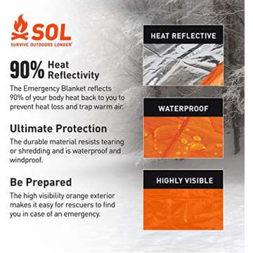 S.O.L. 90% Heat Reflective Emergency Blanket for Safety