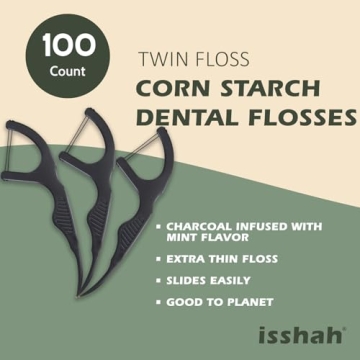 Natural Charcoal Dental Floss Picks - Eco-Friendly Flossers
