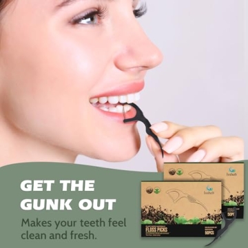Natural Charcoal Dental Floss Picks - Eco-Friendly Flossers