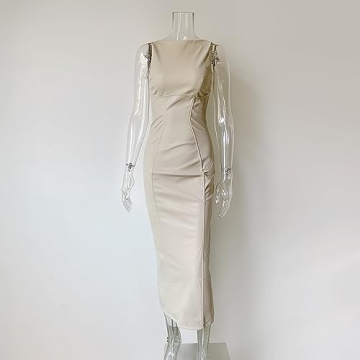 Stylish Faux PU Leather Off-Shoulder Maxi Dress