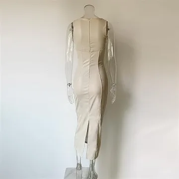 Stylish Faux PU Leather Off-Shoulder Maxi Dress