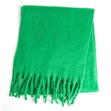TUSHUSTY Winter Women Chunky Scarf Warm Blanket Big Thick Large Oversized Wrap Colorful Long Solid Scarves Shawl Green