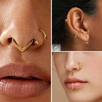 Besteel 16G Septum Rings Set for Stylish Body Jewelry