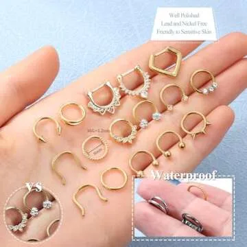 Besteel 16G Septum Rings Set for Stylish Body Jewelry
