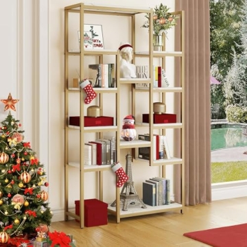 Elegant YITAHOME 6 Tier Gold Bookshelf - Stylish Storage Solution