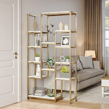 Elegant YITAHOME 6 Tier Gold Bookshelf - Stylish Storage Solution