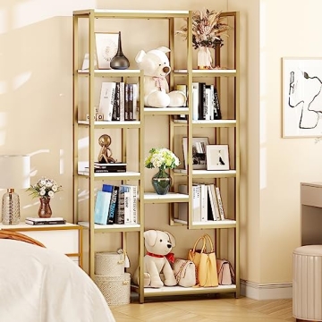 Elegant YITAHOME 6 Tier Gold Bookshelf - Stylish Storage Solution