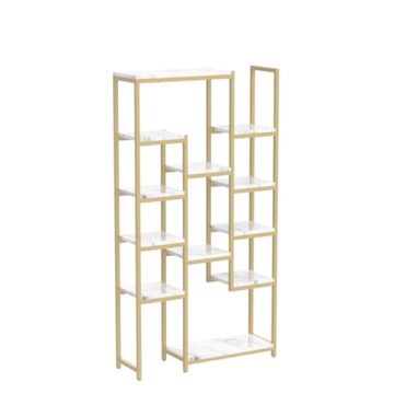 Elegant YITAHOME 6 Tier Gold Bookshelf - Stylish Storage Solution