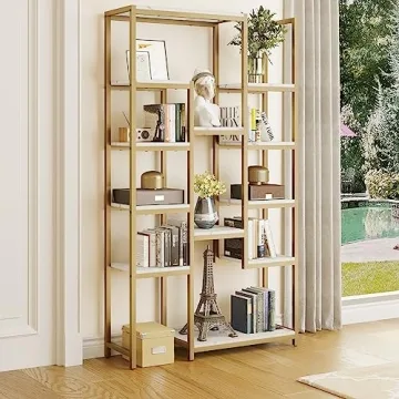 Elegant YITAHOME 6 Tier Gold Bookshelf - Stylish Storage Solution