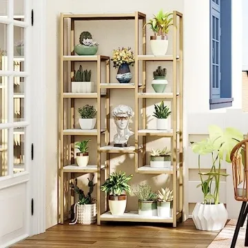 Elegant YITAHOME 6 Tier Gold Bookshelf - Stylish Storage Solution