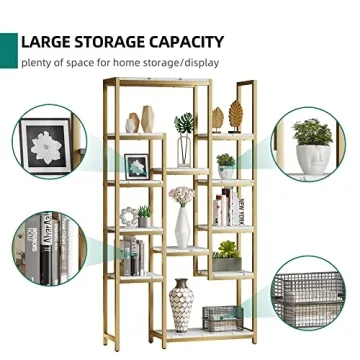 Elegant YITAHOME 6 Tier Gold Bookshelf - Stylish Storage Solution