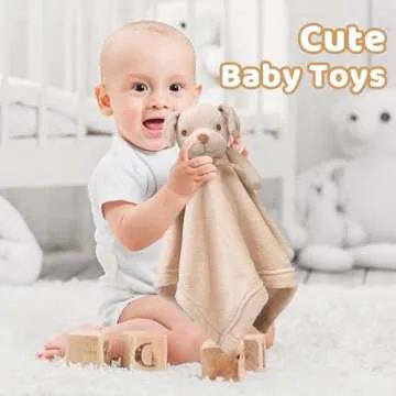 Pro Goleem Dog Security Blanket Brown Soft Puppy Lovey for Boys and Girls Unisex Lovie Baby Gifts for Toddler and Infant Snuggle Toy Stuffed Animal 16 Inch