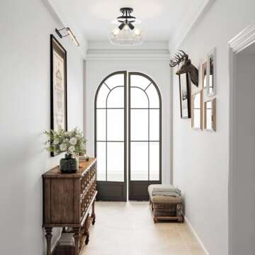 VONLUCE Semi Flush Mount Ceiling Light, 13.8" Ceiling Light Fixture with Clear Glass Shade, E26 Base...