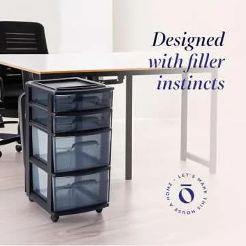 HOMZ 4-Tier Clear Plastic Organizer Cart for Home