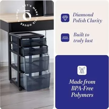 HOMZ 4-Tier Clear Plastic Organizer Cart for Home