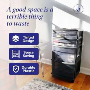 HOMZ 4-Tier Clear Plastic Organizer Cart for Home