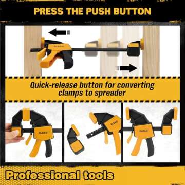 8-Piece Clamps for Woodworking - 4 Pcs 6 inch Bar Clamps, 4 Pcs Heavy Duty Metal Spring Clamps, Bar Clamps with 150 LBS Load Limit, Quick Release Triggers