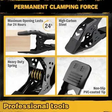 8-Piece Clamps for Woodworking - 4 Pcs 6 inch Bar Clamps, 4 Pcs Heavy Duty Metal Spring Clamps, Bar Clamps with 150 LBS Load Limit, Quick Release Triggers